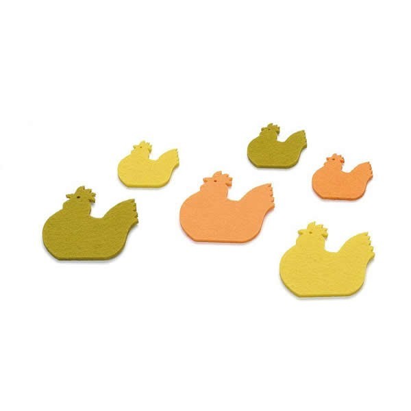 Poules en feutre 4-6cm, 18 pcs