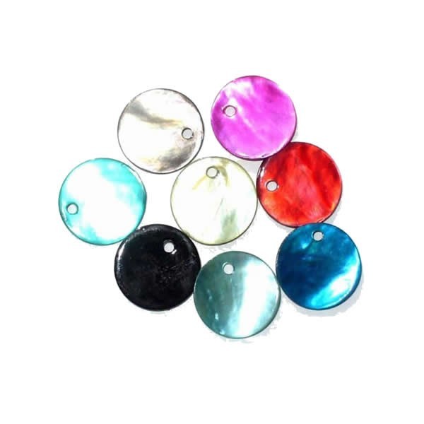 Mother-of-pearl pendants Ø12mm, 24 pcs