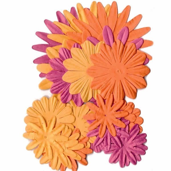 Flores de papel, naranja, 24 pz