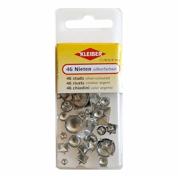 Assorted studs silver-coloured, 46 pcs