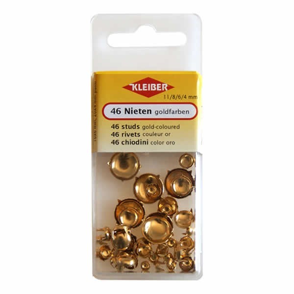 Assorted studs gold-coloured, 46 pcs