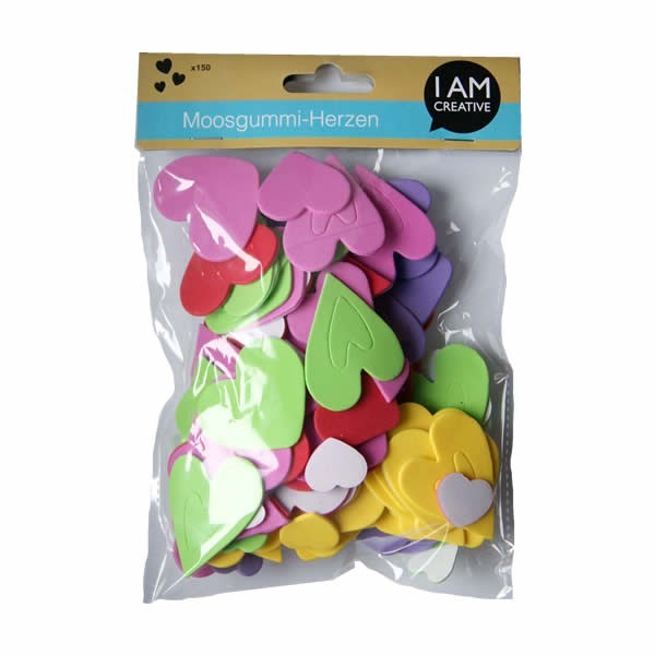 Corazones de goma eva, 150 pz