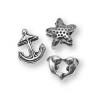 Charms Mer, 1cm, couleur argent, 3 pcs