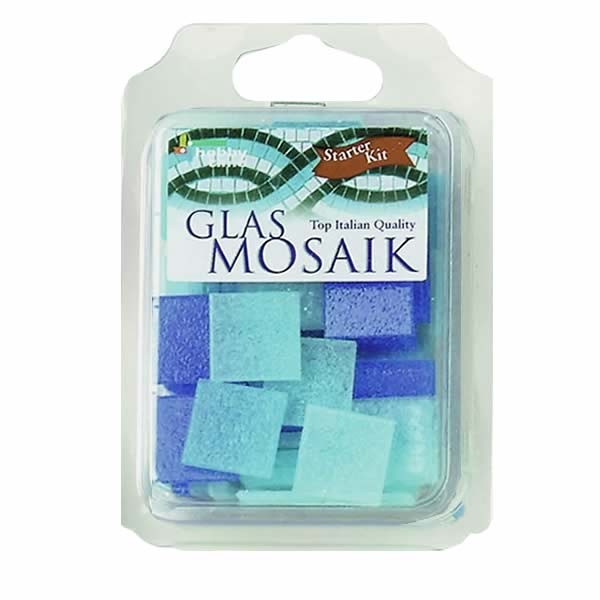 Glasmosaik 2x2, 200g, blau Töne