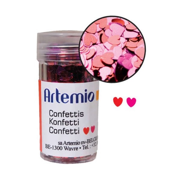 Paillettes confettis coeurs 6g, rouge-rose