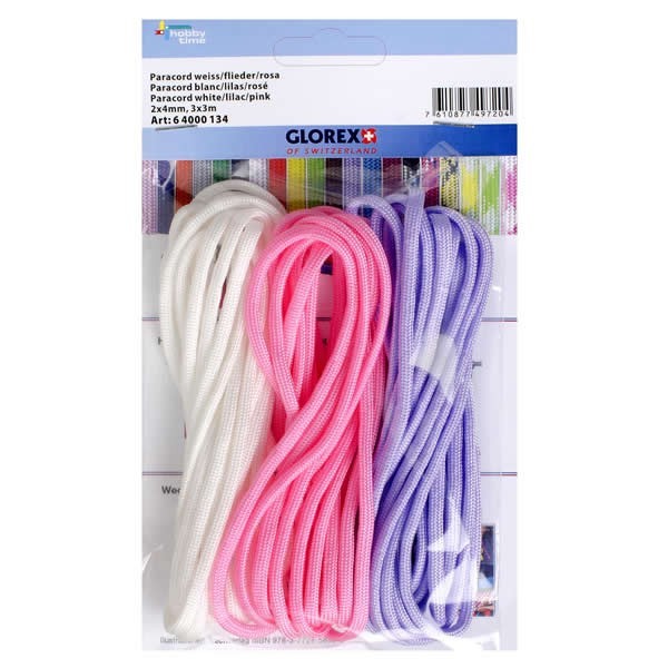 Paracord 2x4mm, 3x3m, blanco/lila/rosa