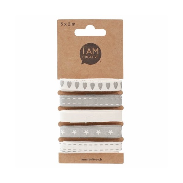 Ribbon assortment white/grey