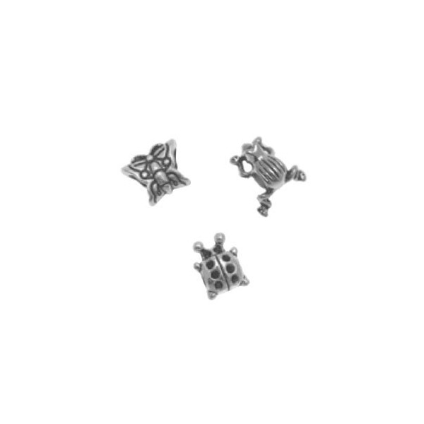 Charms Animaux, 1cm, couleur argent, 3 pcs