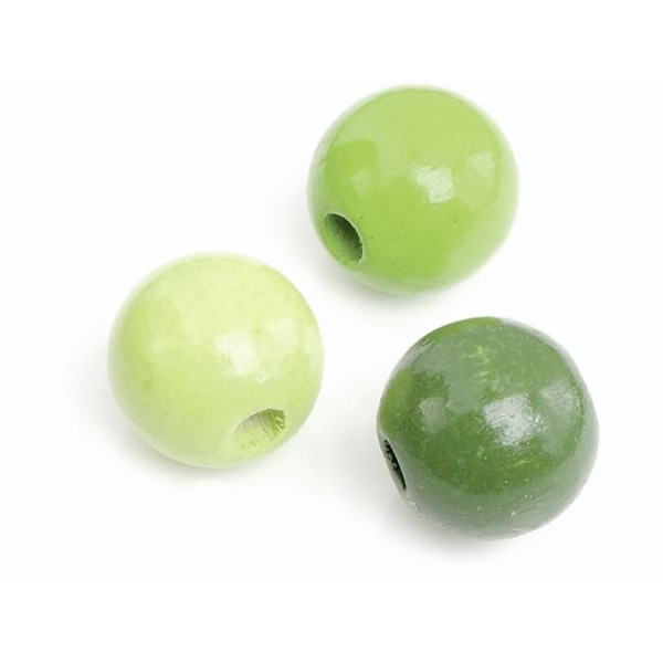 Wooden beads, green mix, 12mm, 30 pcs