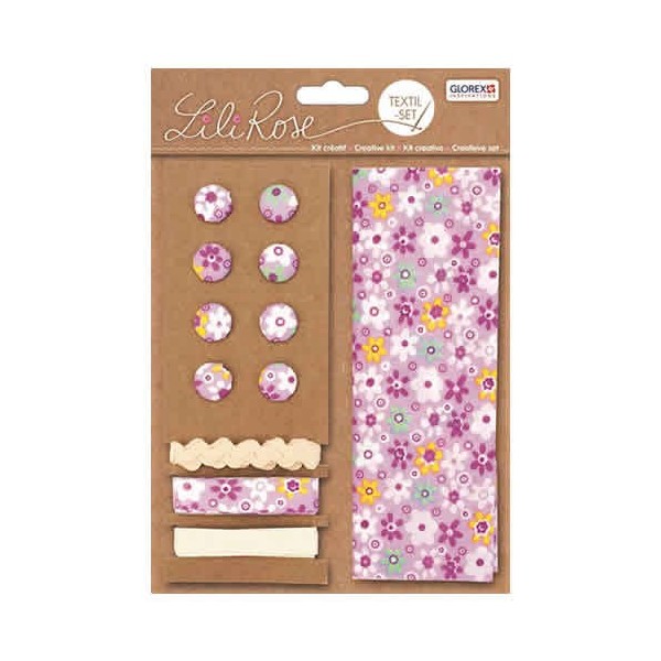 Textile set Lili Rose, pink with flowers
