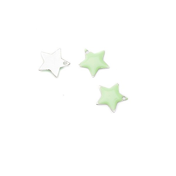 Colgantes esmaltados estrella, verde amarillo, 5 pz