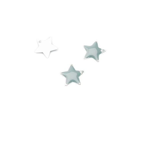 Emaille-Anhänger Stern, grau, 5 Stk