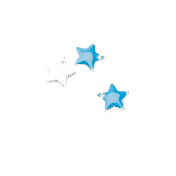 Emaille-Anhänger Stern, taubenblau, 5 Stk