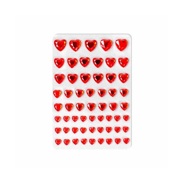 Strass corazones adhesivos rojo, 58 pz