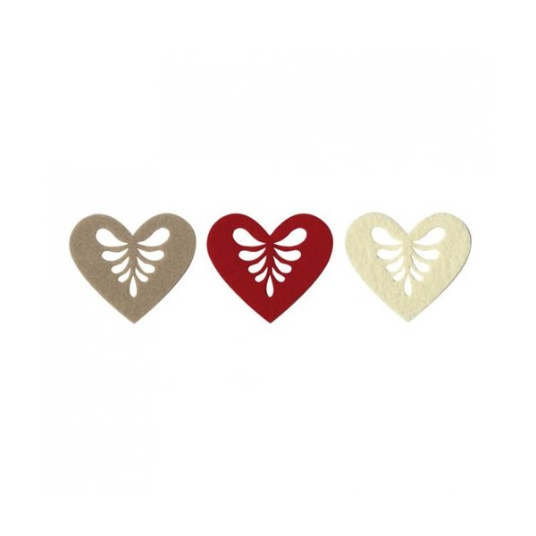 Ornamentos de fietro corazones, 3 pz