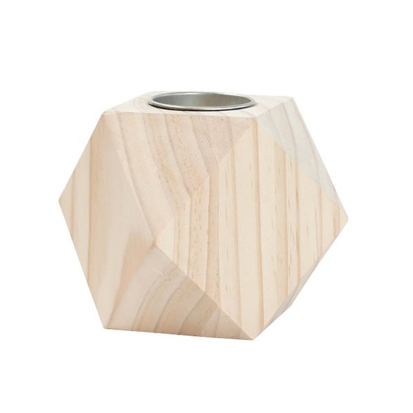 Wooden candle holder, Geometric, 9cm