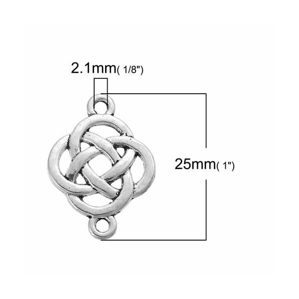 Connector Celtic Knot, silver color, 4 pcs