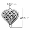 Connector Heart Celtic Knot, silver color, 4 pcs