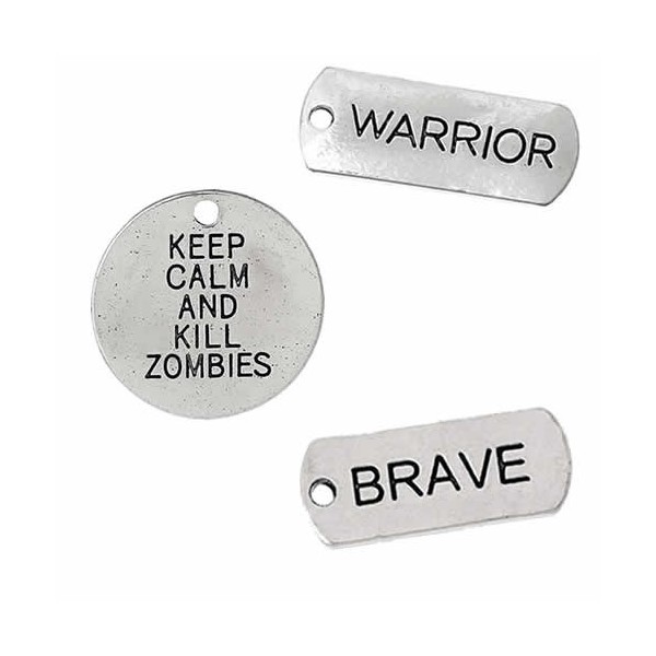 Anhänger Wörter : Brave / Warrior / Kepp Calm, 10 Stk